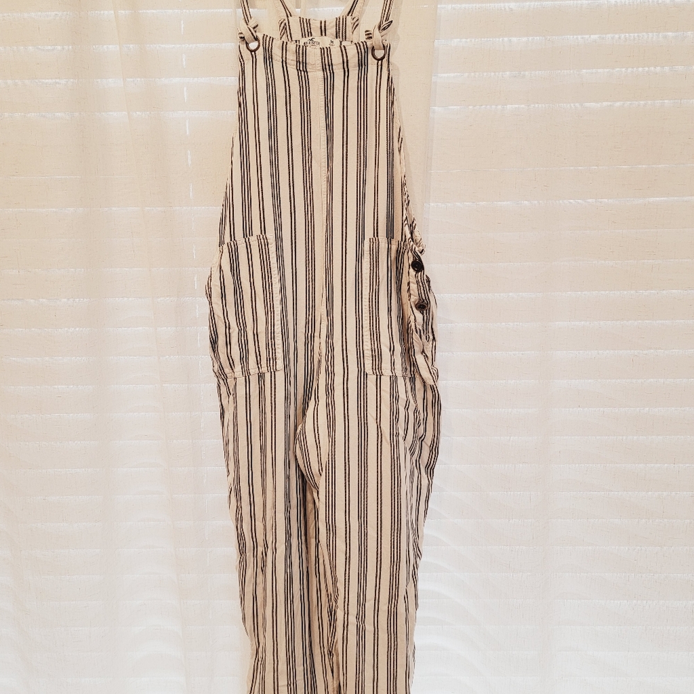 Black and White Medium Striped Hollister Overalls